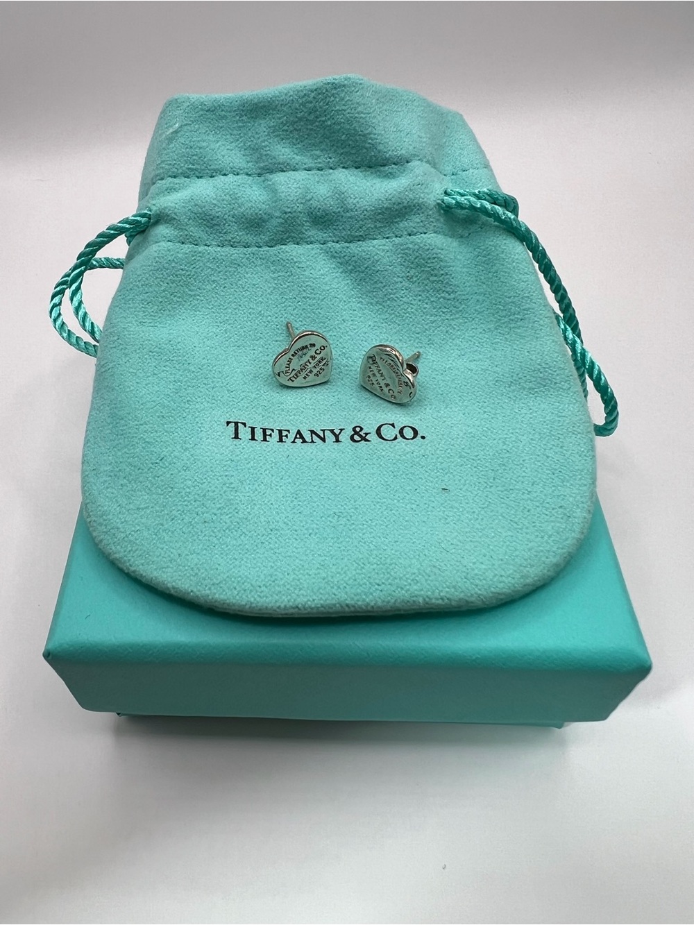 Tiffany & Co. Silver “Return to Sender” Mini Heart Tag Stud Earrings
